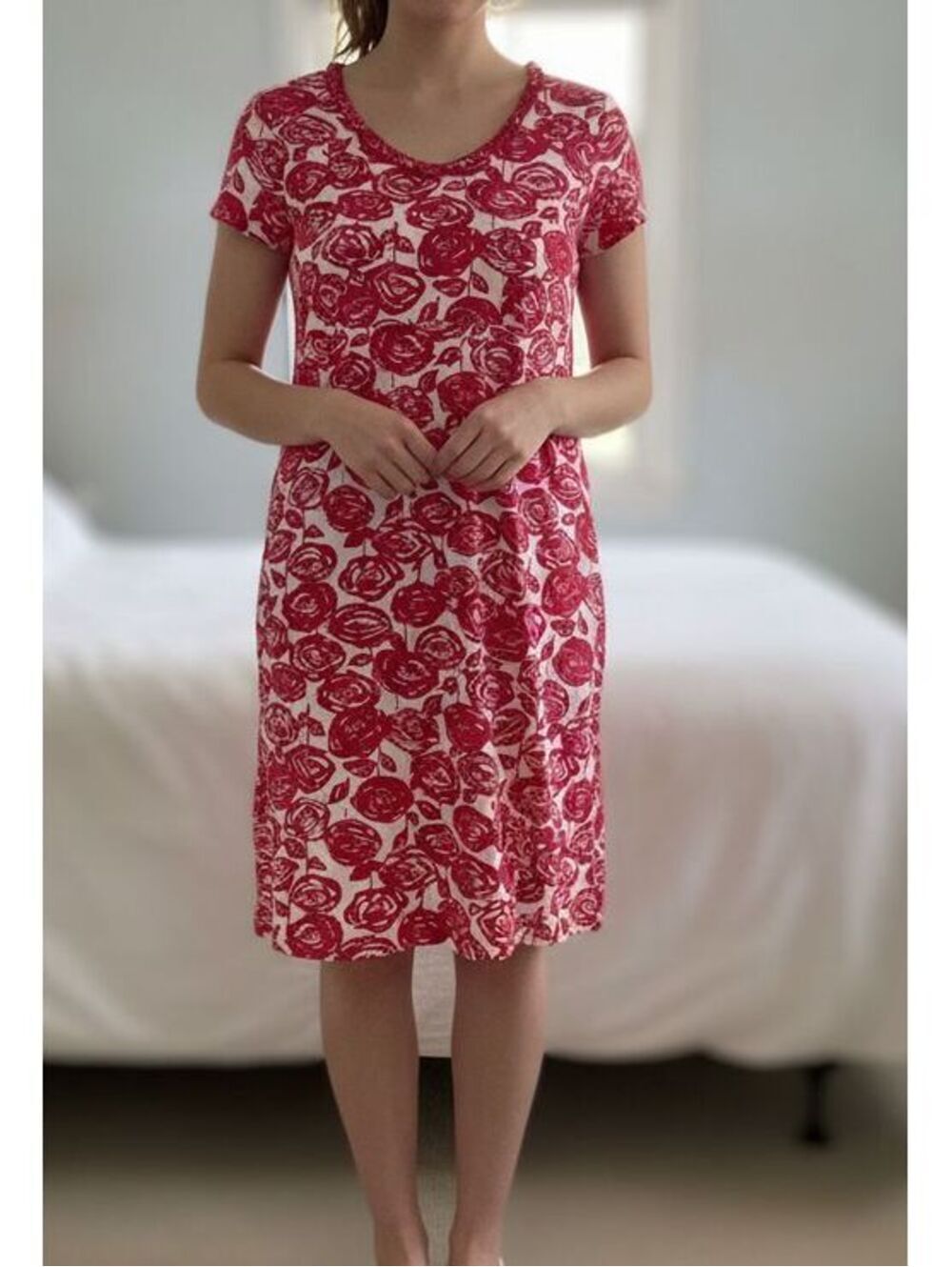 Talbots | Sz M | Rose print t-shirt dress